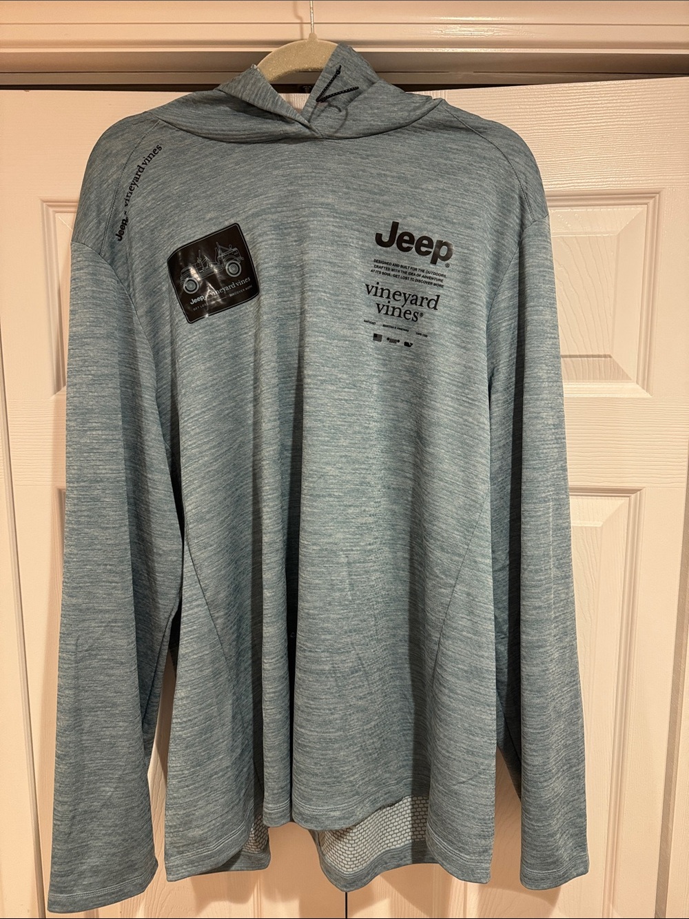 Vineyard Vines Light Blue Performance Hoodie with Jeep Logo